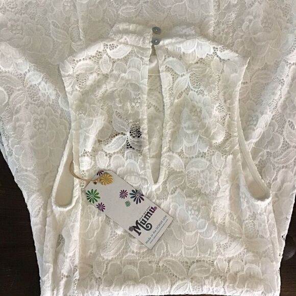 Show Me Your MuMu Alexa Mock Neck Lace Dress White Size Small - Picture 9 of 11